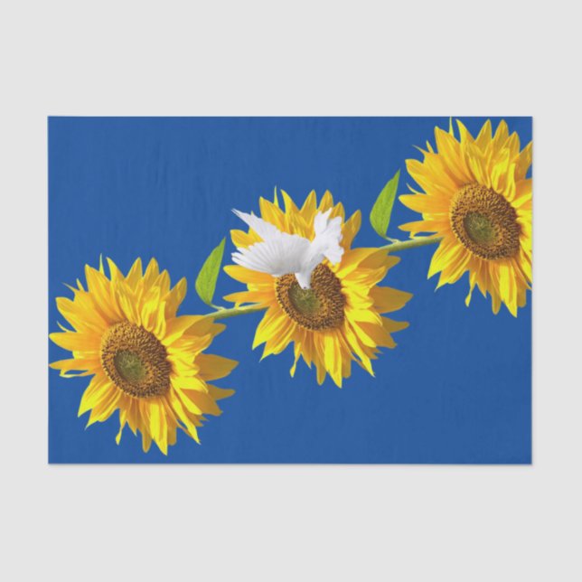 Sunflower Floral Dove Tissue Paper (Front)