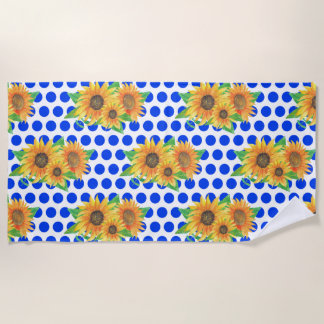 Sunflower Floral Embroidery Beach Towel