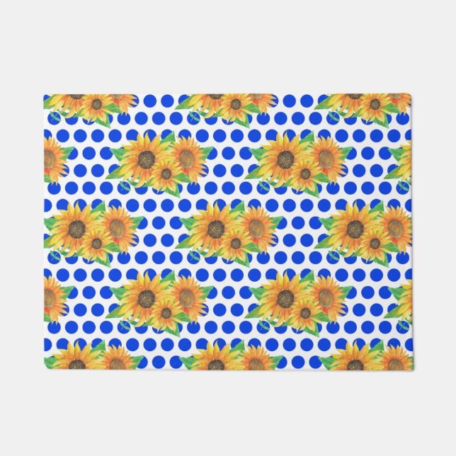 Sunflower Floral Embroidery Doormat (Front)