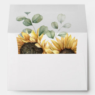 Sunflower Floral Eucalyptus Greenery Wedding Envelope