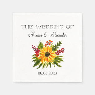 Sunflower Floral Fall Rustic Wedding Party Napkin