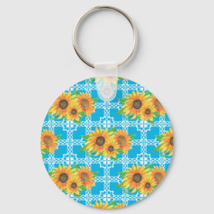 Sunflower Floral Frog Keychain