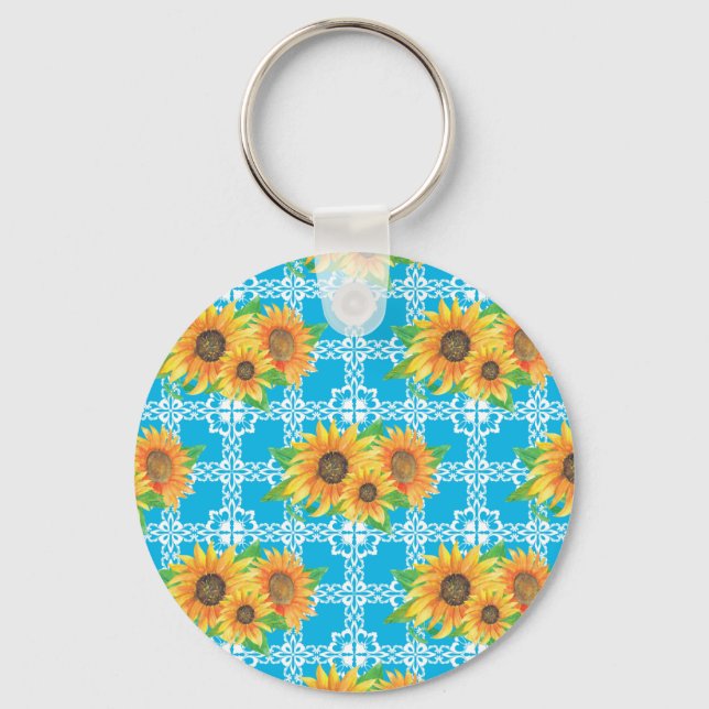 Sunflower Floral Frog Keychain (Front)