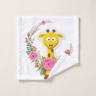 Sunflower Floral Giraffe  Bath Towel Sets