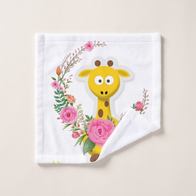Sunflower Floral Giraffe  Bath Towel Sets (Wash Cloth)