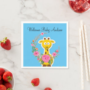 Sunflower Floral Giraffe  Paper Napkins