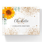 Sunflower floral gold glitter monogram name