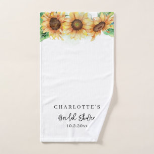 Sunflower Floral Greenery Bridal Shower Hand Towel