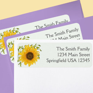 Sunflower Floral Greenery Return Address