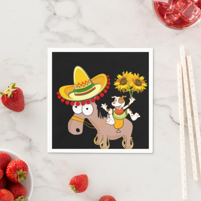 Sunflower Floral Horse Paper Napkins (Insitu)
