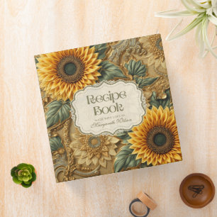 Sunflower Floral Kitchen Recipe Binder Organizer