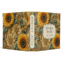 Sunflower Floral Kitchen Recipe Binder Organizer