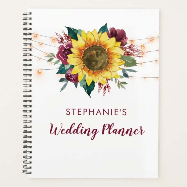 Sunflower Floral Lights Wedding Planner (Front)