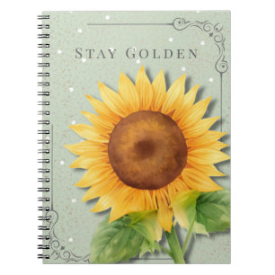 Sunflower Floral Notebook   Stay Golden Journal