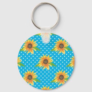 Sunflower Floral Outline Keychain