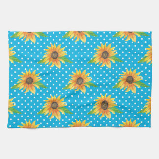Sunflower Floral Outline Kitchen Towel