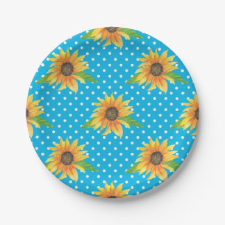 Sunflower Floral Outline Paper Plate