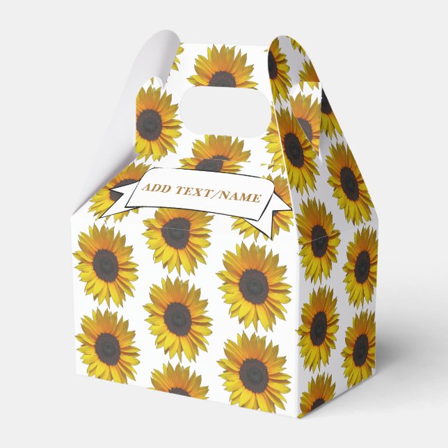 Sunflower Floral Pattern Custom Name Favor Box (Front Side)