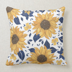 Sunflower Floral Pattern Throw Pillow