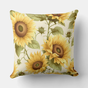 Sunflower Floral Pattern Throw Pillow