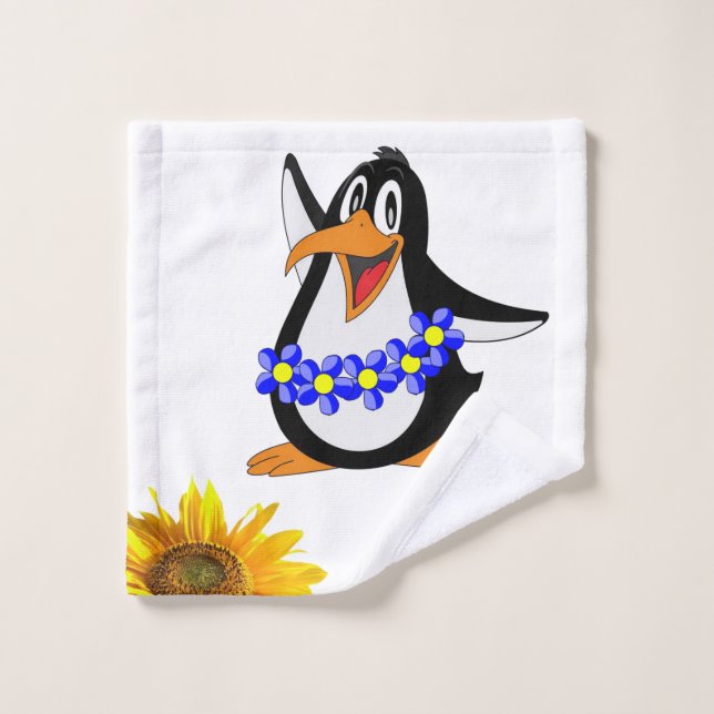 Sunflower Floral Penguin Bath Towel Sets (Wash Cloth)