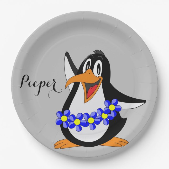 Sunflower Floral Penguin  Paper Plates (Front)