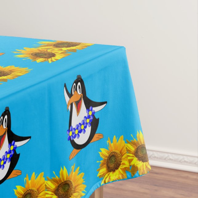 Sunflower Floral Penguin Tablecloth (In Situ)