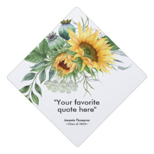 Sunflower Floral personalized Graduation Cap Topper