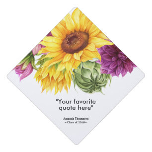 Sunflower Floral personalized Graduation Graduatio Cap Topper
