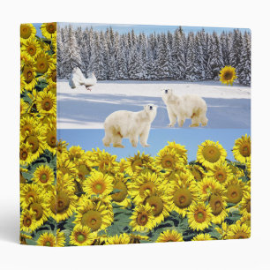 Sunflower Floral Polar Bear  Avery Binder