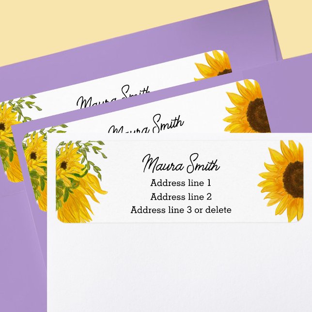 Sunflower floral return address labels (Creator Uploaded)