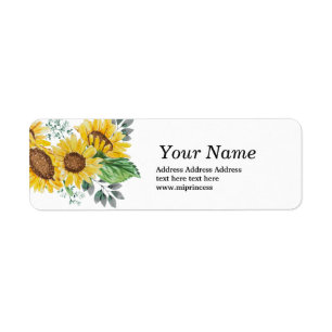 sunflower, floral, return address sticker