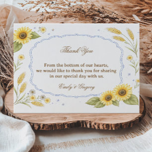 Sunflower Floral Rustic Appreciation Thank You Card