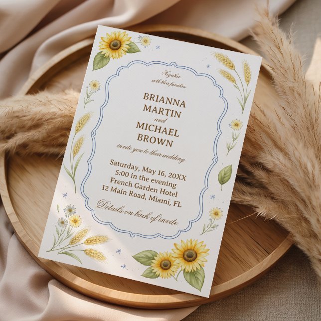 Sunflower Floral Rustic Elegant Wedding Invitation (Creator Uploaded)