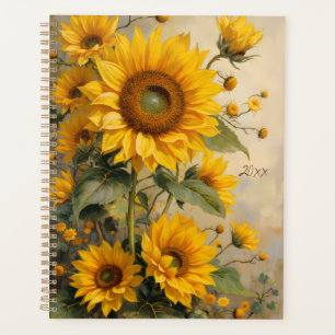 Sunflower Floral Spiral-Bound Planner Botanical