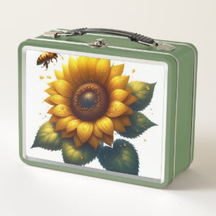 Sunflower Floral Summer Metal Lunch Box