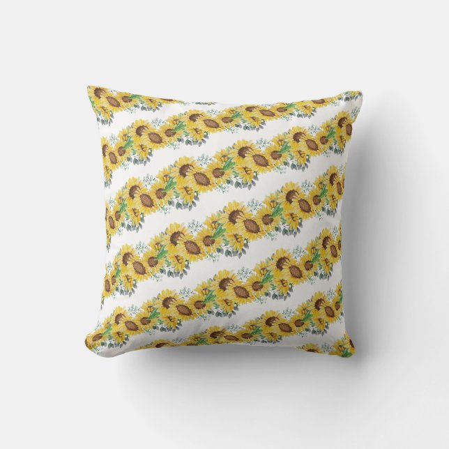 sunflower, floral, throw pillow (Front)