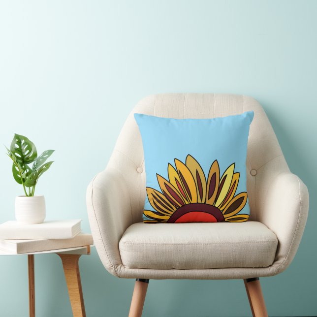 Sunflower Floral Throw Pillow (Chair)