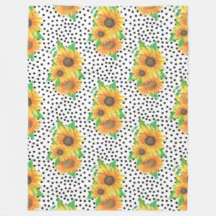 Sunflower Floral Wall Decals Fleece Blanket