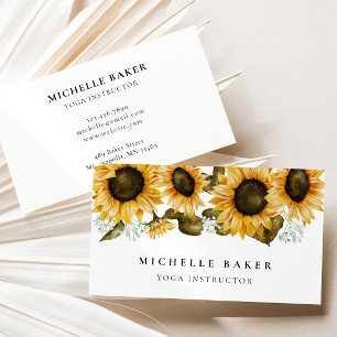 Sunflower Floral Watercolor Business Card