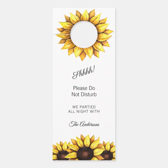 Sunflower Floral Wedding Fall Yellow White  Door Hanger (Front)
