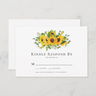 Sunflower Floral Wedding RSVP Card