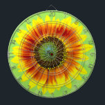 Sunflower Floral Yellow and Green Flower Garden Dartboard<br><div class="desc">This cute summer floral dartboard design has a bold sunflower blossom in full bloom. It's made in shades of bright yellow, vivid orange and brown and green on a slightly distressed / grunge summery green background. The big flower has a painted look. If you love gardens and flowery motifs, you'll...</div>