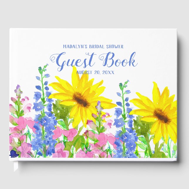 Sunflower Flower Garden Bridal Shower Guest Book (Front)