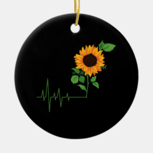 Sunflower Flower Gift Ceramic Ornament