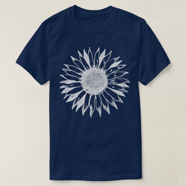 Sunflower Flower Minimalist Illustration T-Shirt (Design Front)
