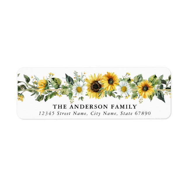 Sunflower Flower Return Address Labels (Front)