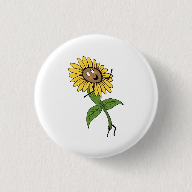Sunflower, flower theme 1 inch round button (Front)