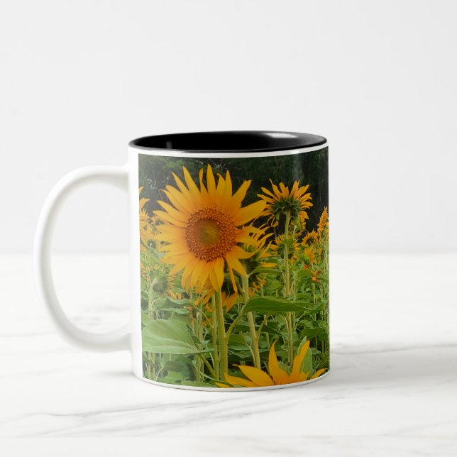 Sunflower flower Two-Tone coffee mug (Left)