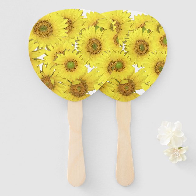 Sunflower Flowers Photography Hand Fan (Front and Back)